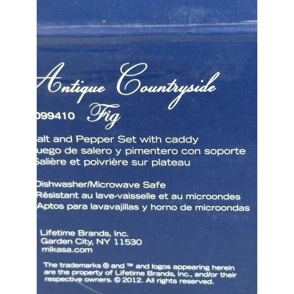 NEW Mikasa Antique Countryside Salt & Pepper Set With Caddy - Picture 5 of 12